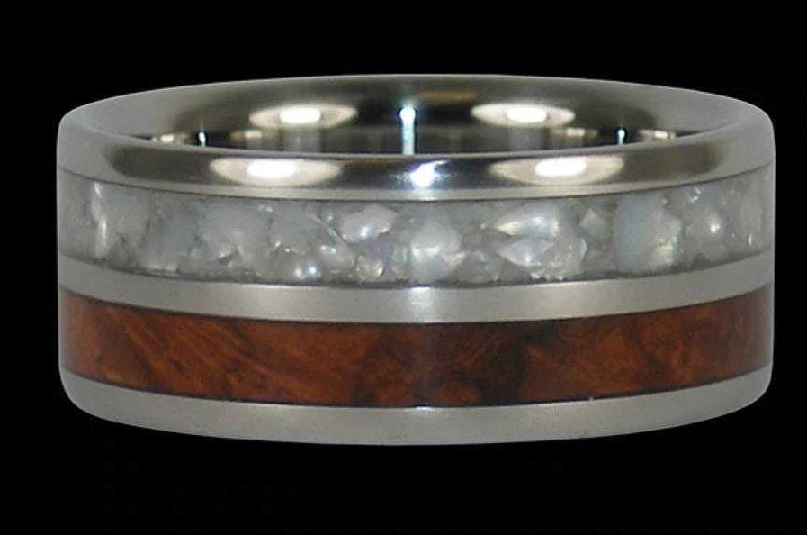 Rings Hawaiian Titanium Rings  | Amboina Wood Titanium Ring Band